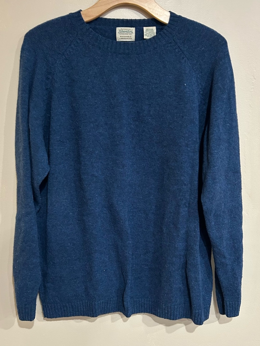VTG 90s Lambs Wool St. John's Bay Fisherman Men's M Navy Blue Round Neck Sweater